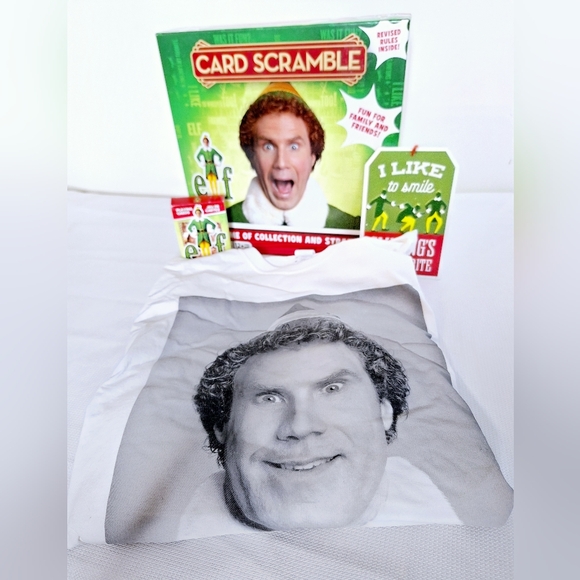 Buddy The Elf "Obsess With Santa" T-shirt,board game,cards,& ornament bundle. - Picture 1 of 7